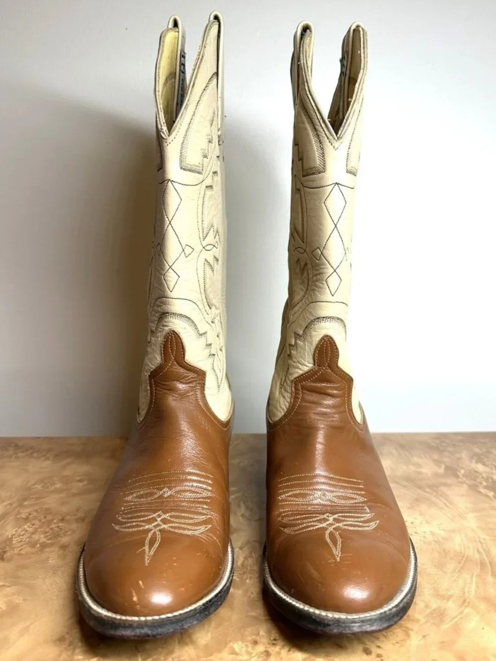 Anderson Bean Men's Cowboy Boots Brown Tan Leather Western Boots Size 9D Rodeo